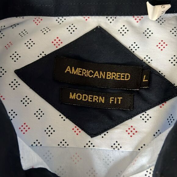 American Breed Men’s Button Down Shirt Geometric Print Long Sleeve - Picture 7 of 8